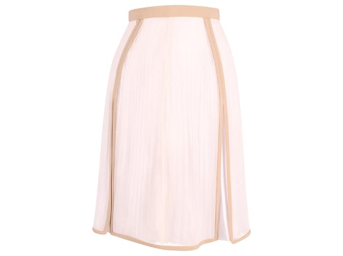 Burberry Paneled Midi Skirt in Cream Silk White  ref.632346