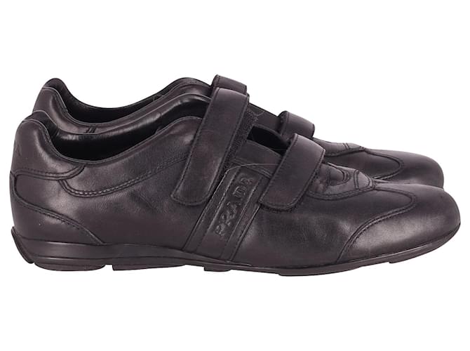 Prada Velcro Fastening Sneakers in Black Leather  ref.632361