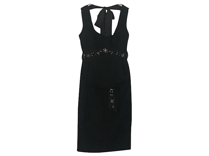 Louis Vuitton Vestidos Negro Lana  ref.632429