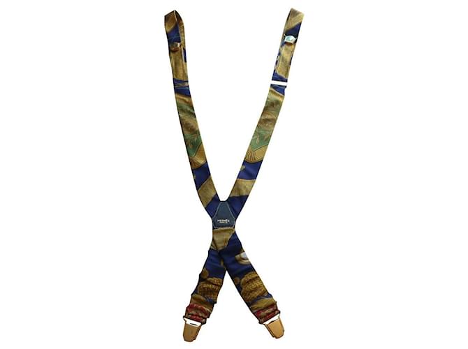 paire de bretelles  hermès en soie vintage en trés bon état Multicolore  ref.632436