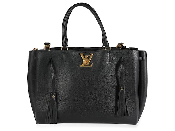 Louis Vuitton Bolso Lockmeto de piel de becerro negra Negro Cuero  ref.632476