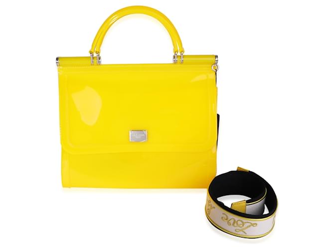Bolsa com alça de mão Dolce & Gabbana Amarelo Pvc Miss Sicily Jelly Couro  ref.632480