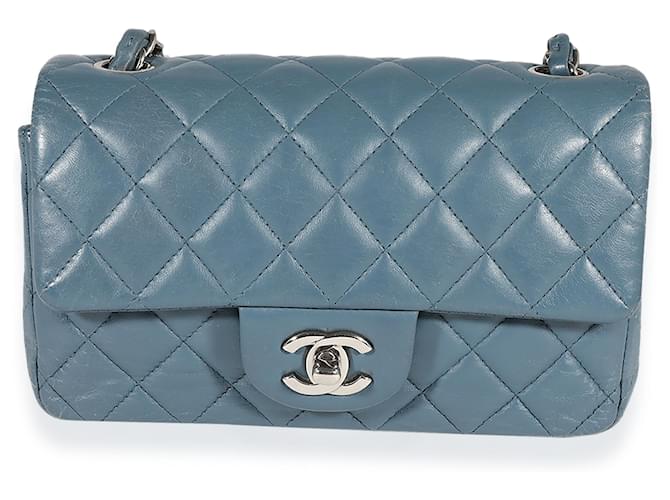 Chanel Blue Quilted Mini Rectangular Classic Flap Bag Leather ref.632499 - Joli Closet