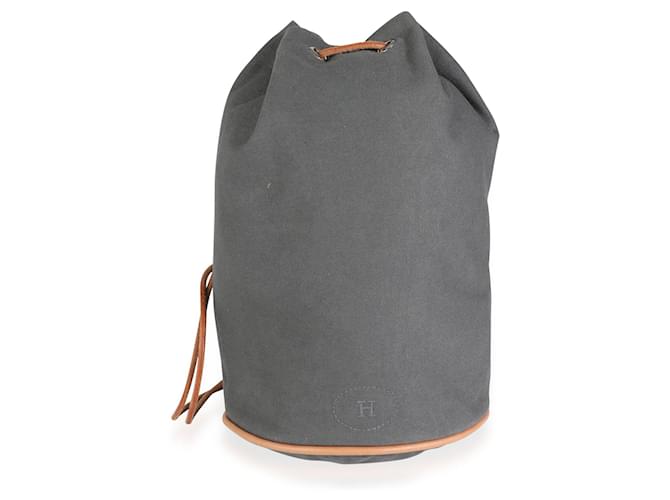 Hermès Hermes Gray Canvas Polochon Mimile Drawstring Bucket Bag Backpack Phw  Grey  ref.632504