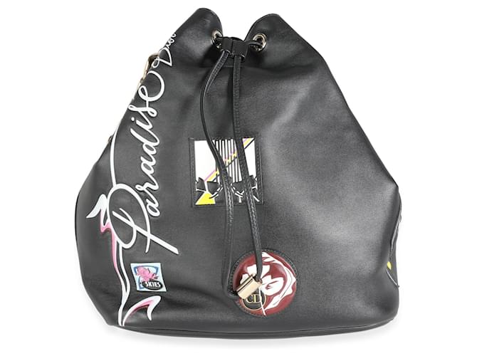 Bolsa bolha Paradise de couro de bezerro preta edição limitada Dior Preto  ref.632548