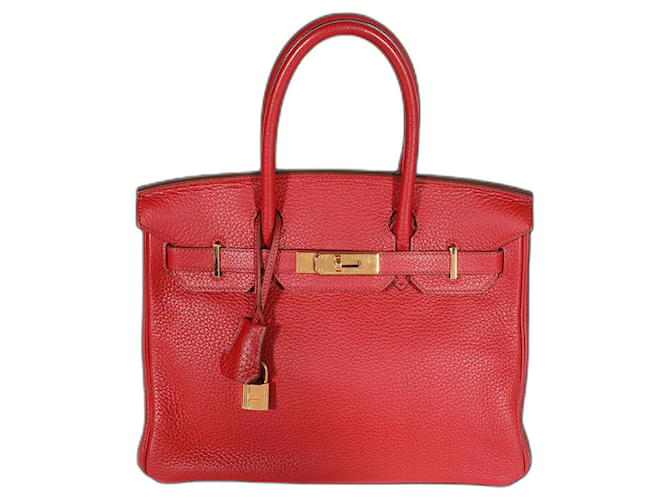 Hermès Hermes Rouge Casaque Togo Birkin 30 GHW Roja Cuero  ref.632556