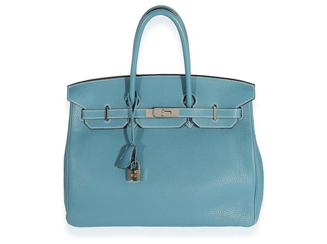 Hermès Hermes Bleu Jean Clemence Birkin 35 PHW Azul  ref.632570