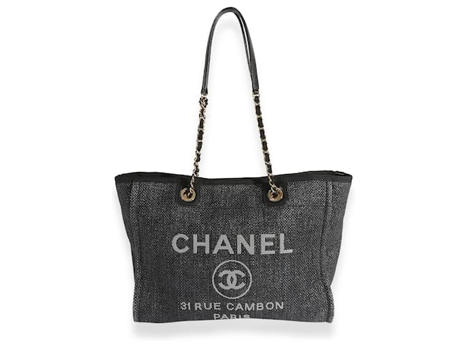 Kleine Deauville-Tasche aus Chanel-Bast in Blau Leder  ref.632586