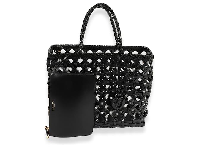 Grand sac Lady Dior en cuir tressé noir  ref.632600