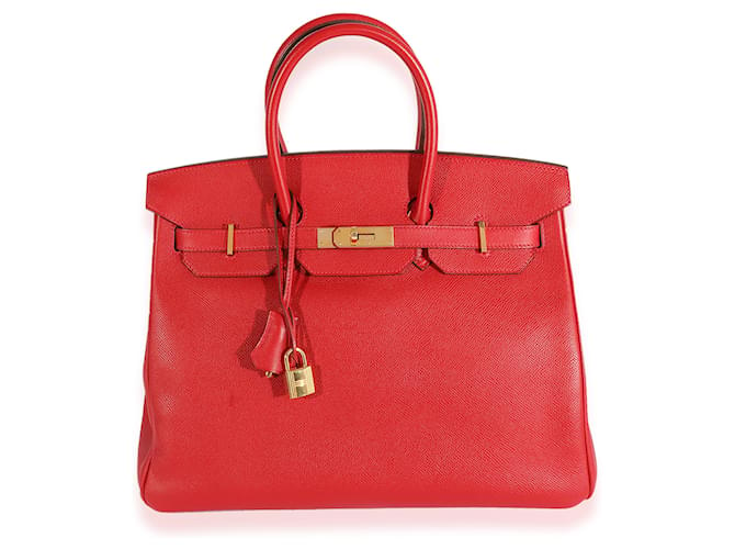 Hermès Hermes Rouge Casaque Epsom Birkin 35 GHW Roja Cuero  ref.632602