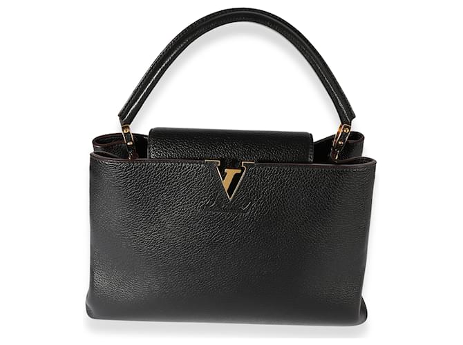 Louis Vuitton Black Taurillon Leather Capucines Mm Schwarz Leder  ref.632641