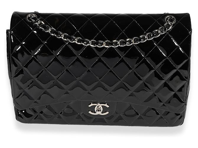Chanel Black Quilted Patent Leather Maxi Classic Double Flap Bag ref.632660  - Joli Closet