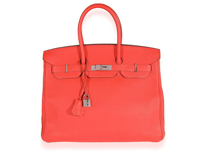 Hermès Hermes Bougainvillea Togo Birkin 35 PHW Laranja Couro  ref.632692