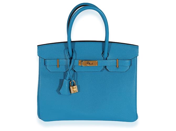 Hermès Mykonos Epsom Birkin 30 GHW Cuir Bleu  ref.632701