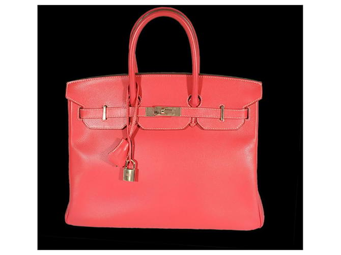 Hermès Hermes Edição Limitada Rose Jaipur & Gold Epsom Candy Birkin 35 GHW Vermelho Couro  ref.632703