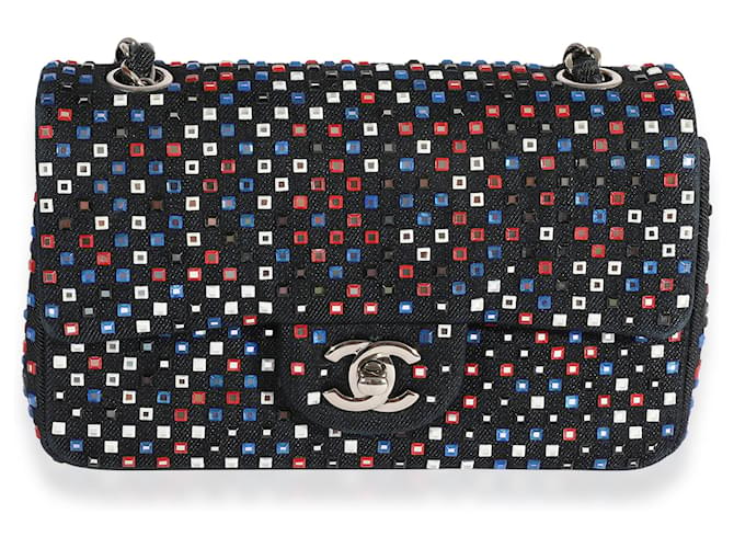 Chanel Multicolor Paillettes Denim Mini Rectangular Classic Flap