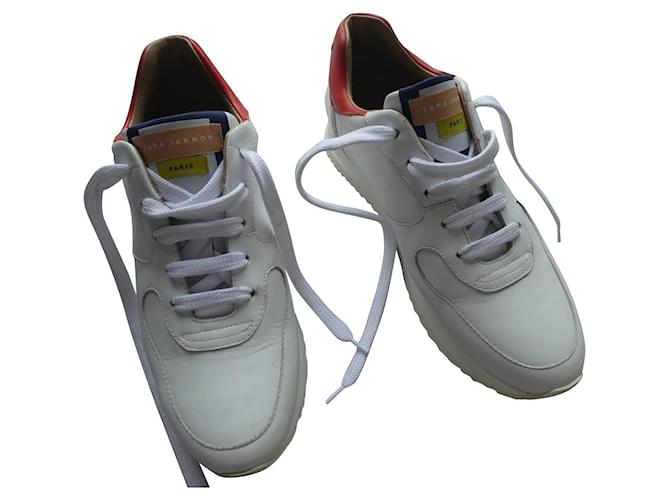 tara jarmon sneakers worn once size 40.5 White Leather  ref.632752