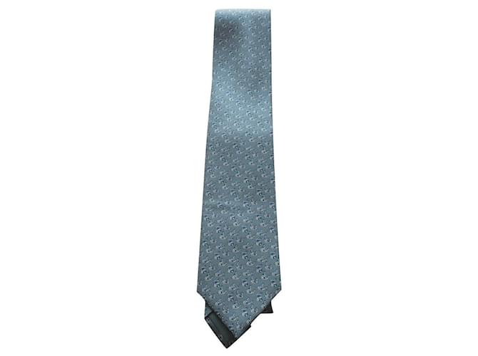 Neue Hermès-Krawatte mit Etikett Grau Seide  ref.632754