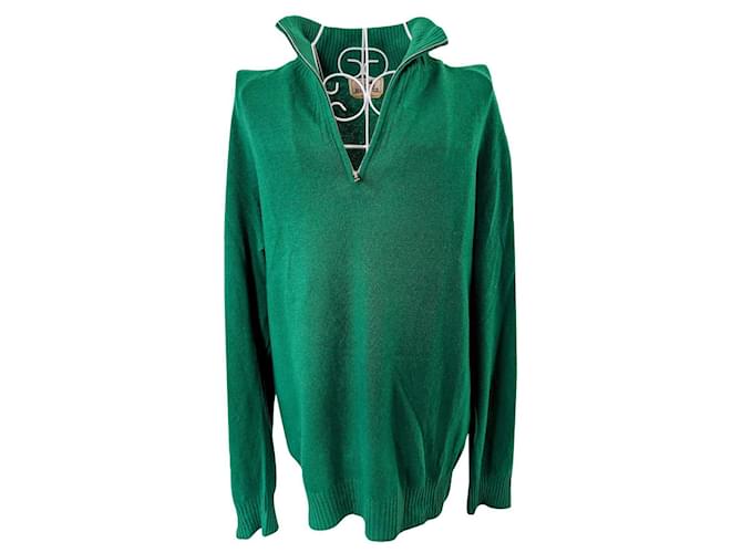 Hermès High neck sweater Green Cashmere Wool  ref.632807