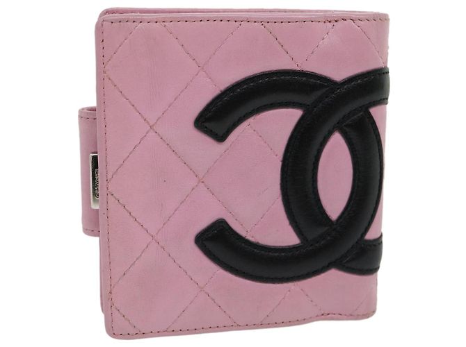 CHANEL Cambon Line Geldbörse Leder Pink CC Auth 31117
