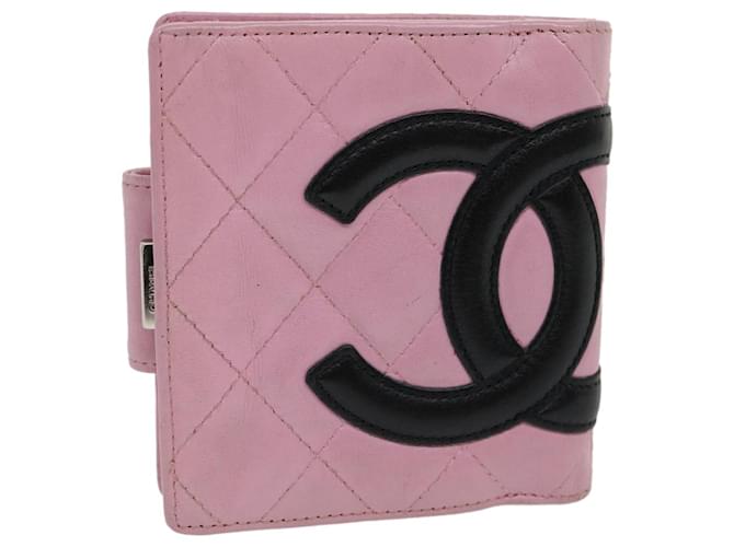 CHANEL Cambon Line Wallet Leather Pink CC Auth 31117  ref.632870