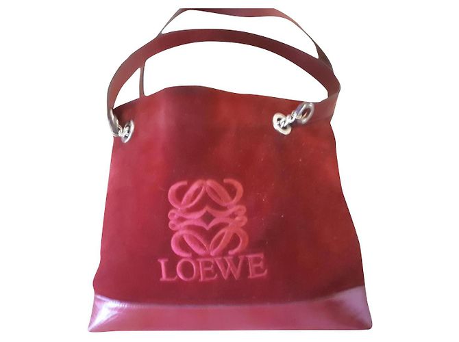 Borsa Tote Loewe Rosso Scuro Nubuck Bordò