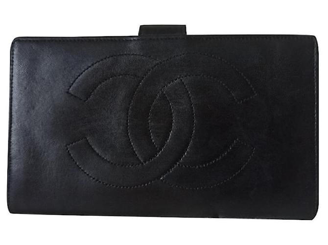 Chanel Wallets Black Leather  ref.633042