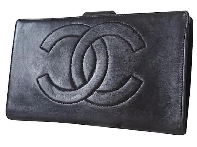 Chanel Wallets Black Leather  ref.633044