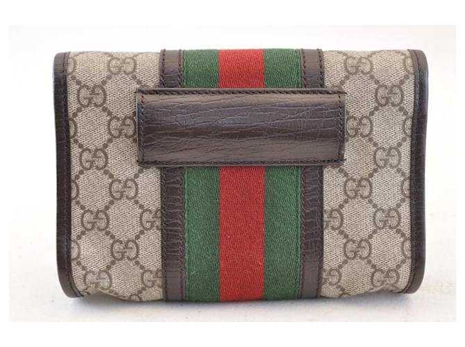 GUCCI GG Canvas Sherry Line Web Gürteltasche Bauchtasche Braun Auth am1103S  ref.633067