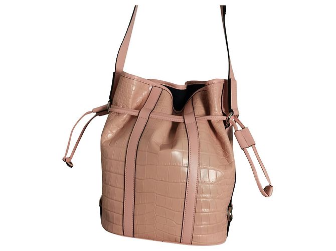 Elsa Sellier Lancel bolso MM ELSA de piel rosa con estampado cocodrilo