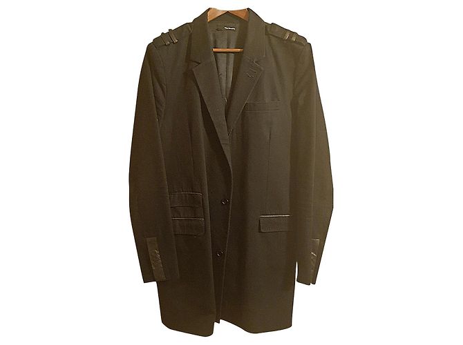 Cappotto nero in pelle e cotone The Kooples
