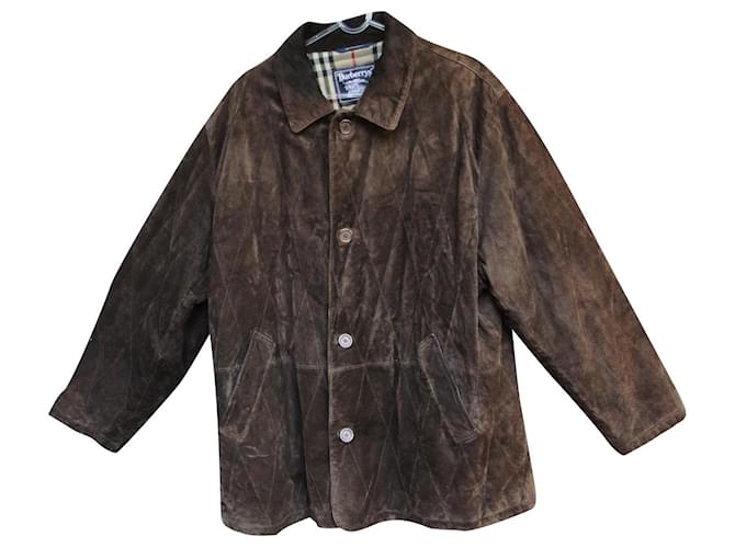 talla de chaqueta de ante burberry 54 Marrón oscuro Gamuza  ref.633088