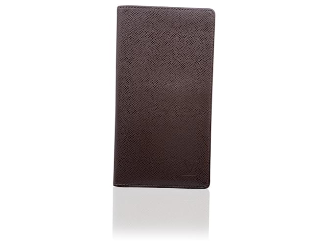 Louis Vuitton Brown Taiga Leather Porte Chequier Checkbook Wallet  ref.633090