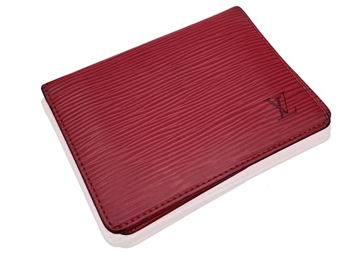 Louis Vuitton Porta Couro Epi Vermelho 2 Porta-Cartões Vertical Cartes  ref.633092