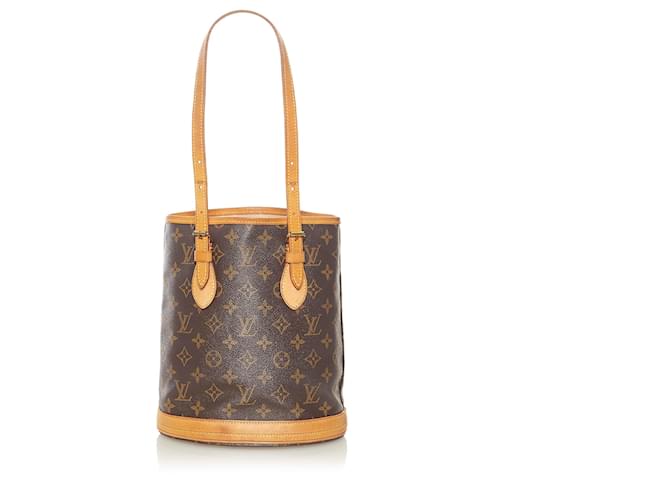 Bucket Petit seau marron Louis Vuitton avec monogramme Cuir Toile  ref.633125