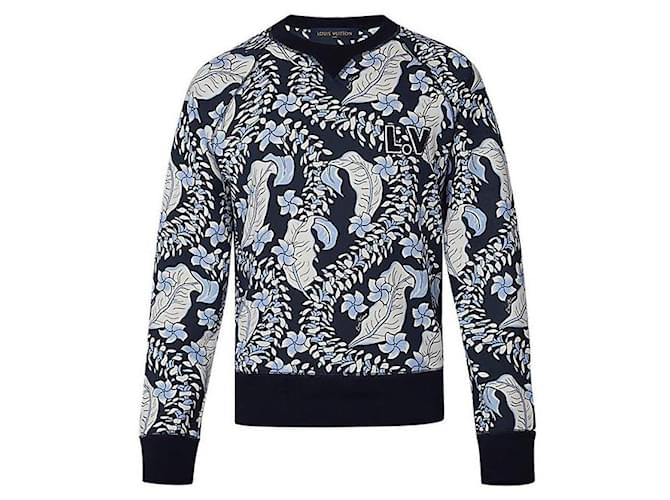 Louis Vuitton Herren XL LV Varsity All Over Blatt bedrucktes Blumen-Sweatshirt 2LV415b  ref.633171
