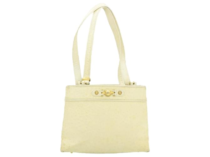 Gianni Versace Sun face Shoulder Bag Leather White Auth am051g  ref.633401