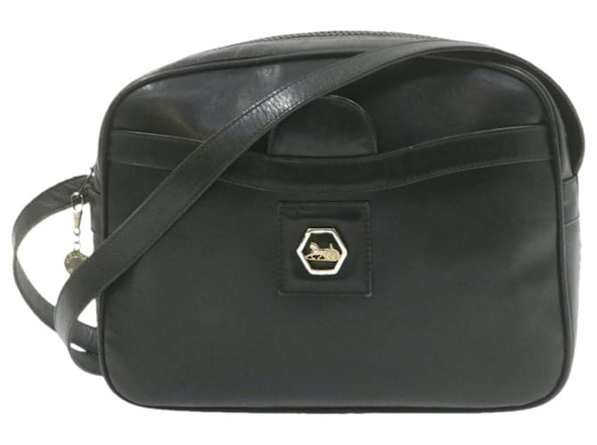 Céline Bolsa de ombro CELINE Carriage Macadam Couro Preto Auth am1005g  ref.633413