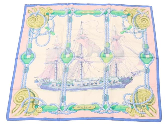 HERMÈS CARRÉ90 Foulard 100% Soie Bleu Rose Auth am1011g  ref.633414