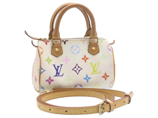 LOUIS VUITTON Mini borsa a mano Speedy multicolore con monogramma Bianco M92645 Aut1013g  ref.633419