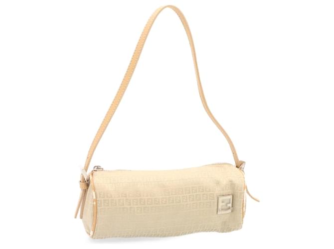 FENDI Micro Zucca Canvas Accessory Pouch Beige Auth am1285g  ref.633473