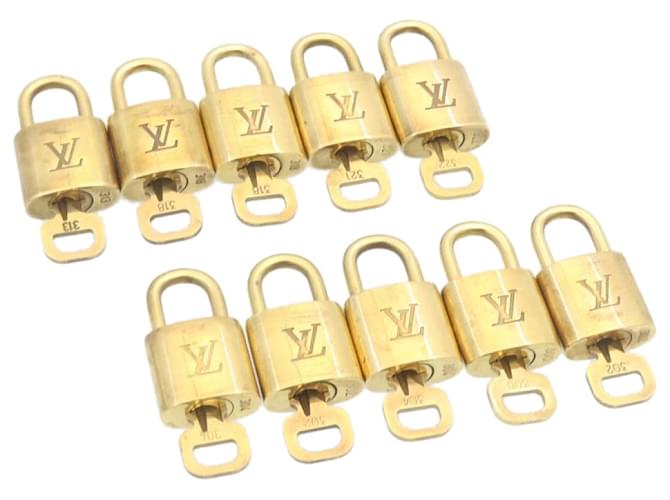 cadenas Louis Vuitton 10set Cadenas Gold Tone LV Auth am1292g Métal  ref.633476