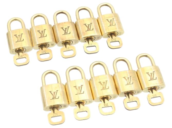 cadenas Louis Vuitton 10set Cadenas Gold Tone LV Auth am1295g Métal  ref.633479
