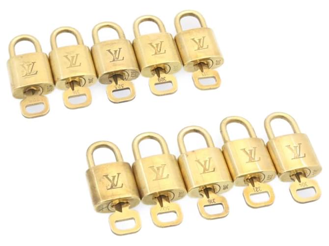 cadenas Louis Vuitton 10set Cadenas Gold Tone LV Auth am1424g Métal  ref.633526