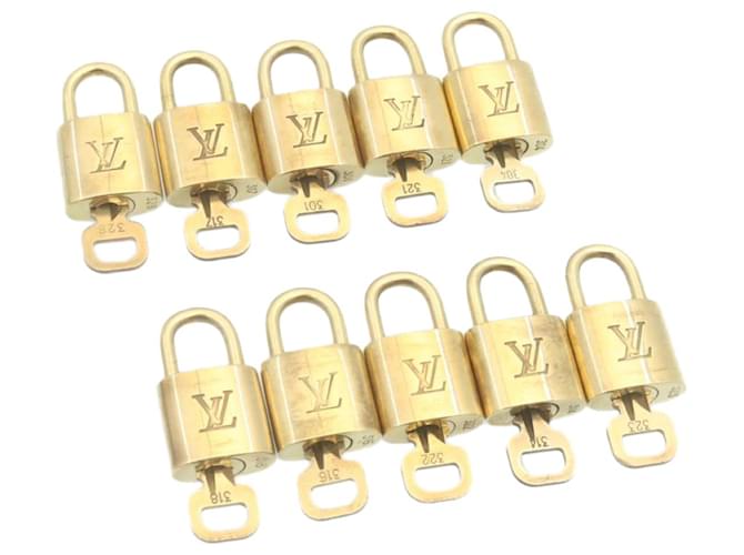 Louis Vuitton Vorhängeschloss 10Set Gold Tone LV Auth am1431G Metall  ref.633529