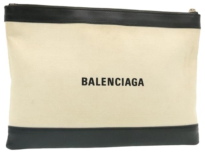 BALENCIAGA Clutch Bag Weiß Auth am1678G Leinwand  ref.633553