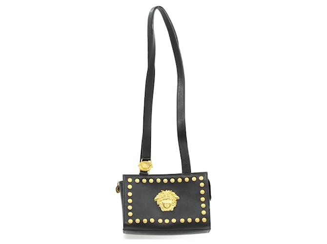 Gianni Versace Medusa Shoulder Bag Leather Black Auth am125b  ref.633598