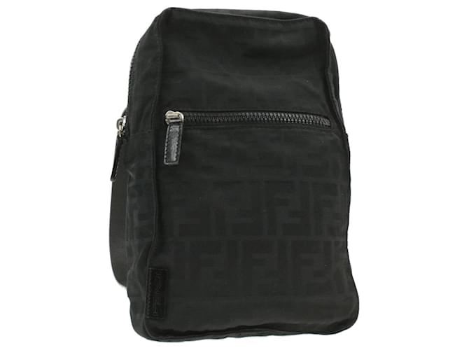 FENDI Zucca Canvas Backpack Nylon Black Auth am149b  ref.633602