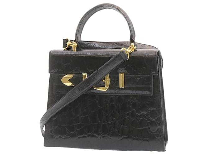 Gianni Versace Shoulder Hand Bag 2Way Leather Black Auth am1133g  ref.633633