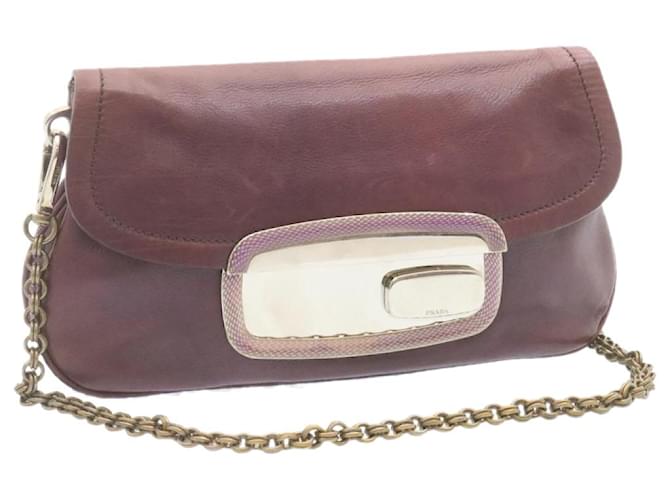 PRADA Chain Shoulder Bag Leather Purple Auth am1163g  ref.633644